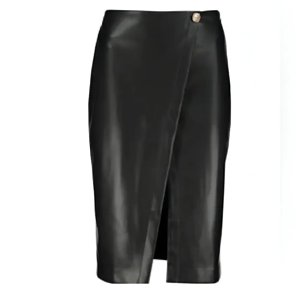 Bishop+Young Vegan Leather Wrap Pencil Skirt Slit Sculpting High Rise It Girl Sm - Picture 2 of 13